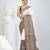 Off white cotton saree with intricate striped border and tassels