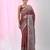 Maroon silk blend kantha stitch saree with geometric & floral thread work