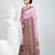 Dusky pink cotton saree with intricate striped border and tassels
