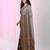 Grey cotton saree with intricate striped border and tassels