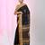 Black cotton saree with contrasting yellow border and tassels