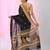 Black cotton saree with contrasting yellow border and tassels