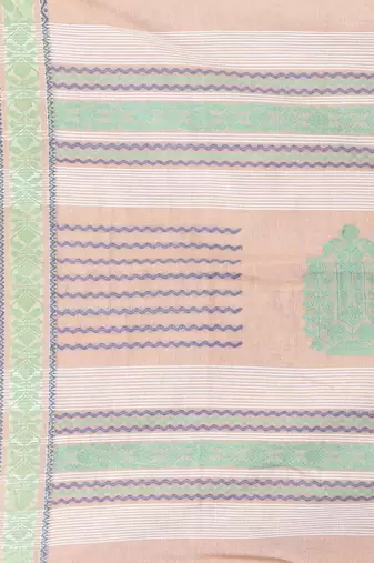 Elegant beige cotton saree with intricate border design