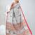 Elegant grey cotton saree with red border & woven motifs