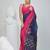Navy blue and pink cotton saree with traditional woven border