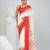 Off white and red cotton saree with traditional woven border