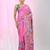 Pink silk blend kantha stitch saree with multicolor thread work