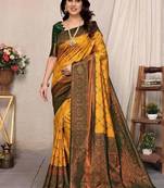 New Designer Banarasi Soft Silk Saree With Blouse Set For Women's