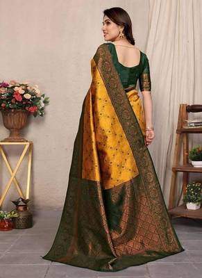 Banarasi Soft Silk Saree With Blouse Set For Women's 2