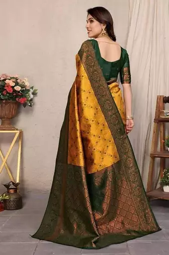 New Designer Banarasi Soft Silk Saree With Blouse Set For Women's