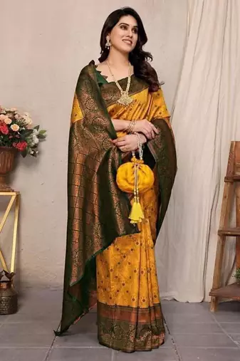 New Designer Banarasi Soft Silk Saree With Blouse Set For Women's