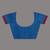Sapphire blue handwoven cotton saree with pink border and traditional motifs