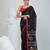 Black handwoven cotton saree with red border and traditional motifs