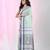 White & black striped cotton saree with green accents and stripe pattern