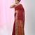 Dark red cotton saree with beige border and traditional woven pallu