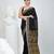Black cotton saree with beige border and traditional woven pallu