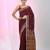 Maroon cotton saree with beige border and traditional woven pallu