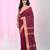 Fuchsia cotton saree with beige border & bird motif design