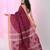 Fuchsia cotton saree with beige border & bird motif design
