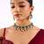 Gold plated green stone choker necklace set