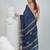 Cobalt blue cotton saree with beige border & bird motif design