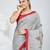 Elegant grey cotton saree with red border & woven motifs