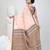 Elegant peach cotton saree with brown and black diamond motifs