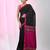 Elegant black cotton saree with pink and yellow diamond motifs