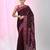 Elegant maroon cotton saree with geometric floral borders