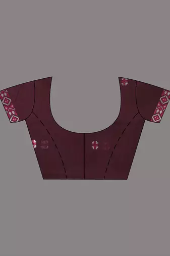 Elegant maroon cotton saree with geometric floral borders