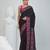 Elegant black cotton saree with geometric floral borders