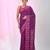 Elegant purple cotton saree with geometric floral borders