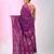 Elegant purple cotton saree with geometric floral borders