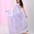 Elegant white and violet striped cotton handspun saree with pom pom border