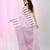Elegant white and purple striped cotton handspun saree with pom pom border