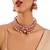 Gold plated pink stone choker necklace set