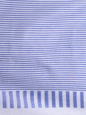 Elegant white and blue striped cotton handspun saree with pom pom border 4