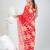 Red handspun cotton saree with floral woven design