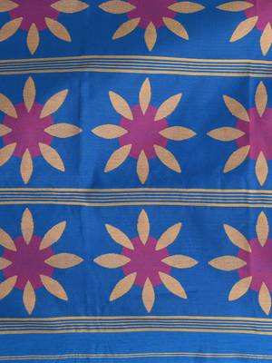 Blue handspun cotton saree with floral woven design 4