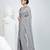 Elegant grey cotton saree with sequin embellishments and pom pom