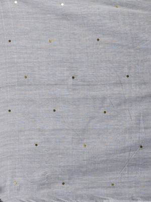 Elegant grey cotton saree with sequin embellishments and pom pom 4