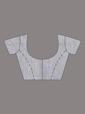 Elegant grey cotton saree with sequin embellishments and pom pom 5