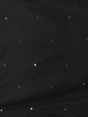 Elegant black cotton saree with sequin embellishments and pom pom 4