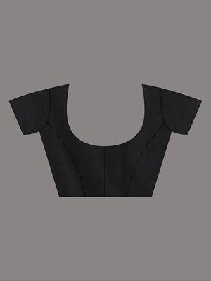 Elegant black cotton saree with sequin embellishments and pom pom 5