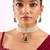 Gold plated green stone pearl choker set