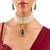 Gold plated green stone pearl choker set