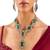 Gold plated green stone necklace set
