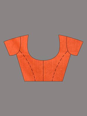Elegant orange cotton saree with sequin embellishments and pom pom 5