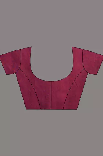 Elegant magenta cotton saree with sequin embellishments and pom pom