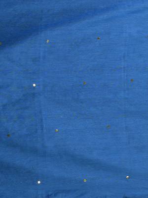 Elegant sapphire blue cotton saree with sequin embellishments and pom pom 4